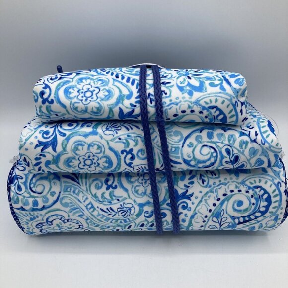 Sigred Olsen Cosmetic Makeup Bag Blue 3 Piece Set Travel Clutch NEW - Picture 2 of 6